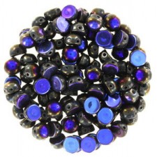 Czech 2-hole Cabochon beads 6mm Jet Full Azuro